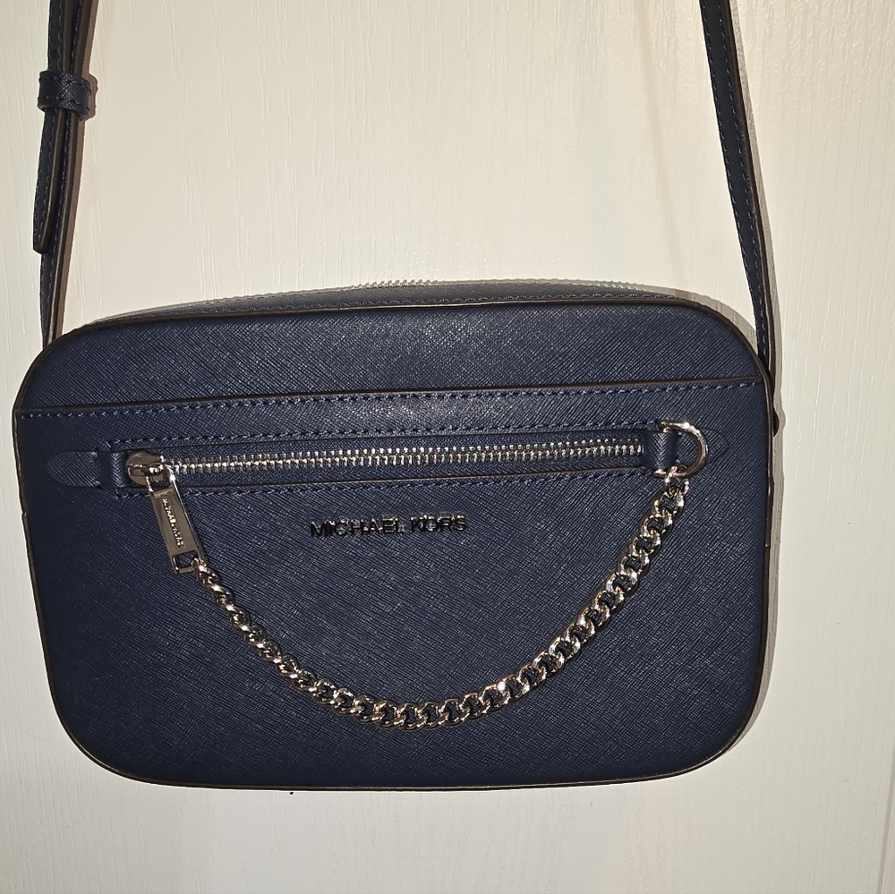 NEW Michael Kors Navy Leather Crossbody Bag- Jet Set
